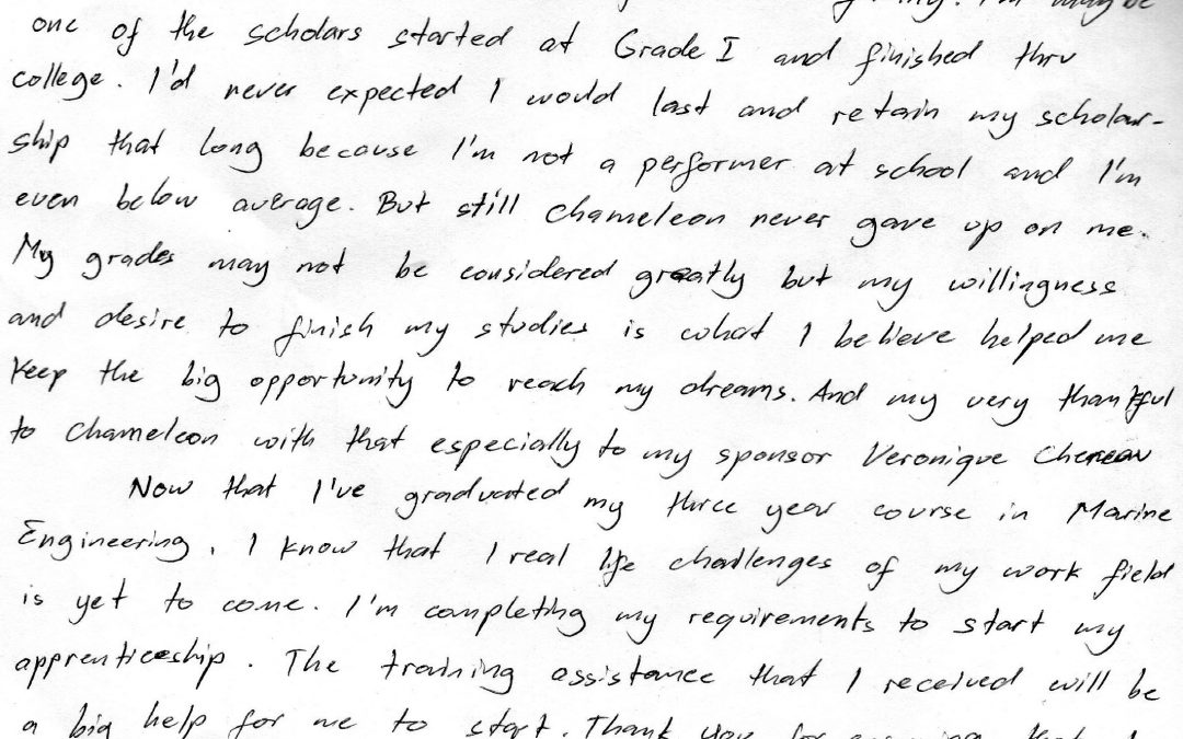Letter from Dexter sponsorized by CAMELEON