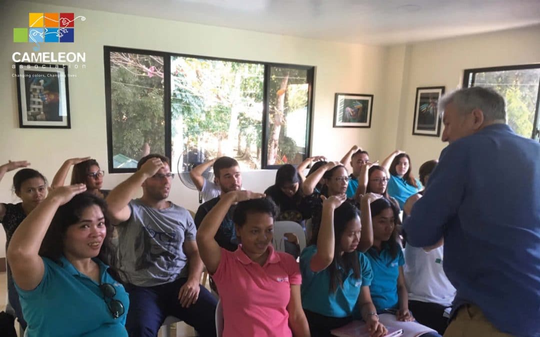 Michel Labrosse, a volunteer therapist on the field in the Philippines