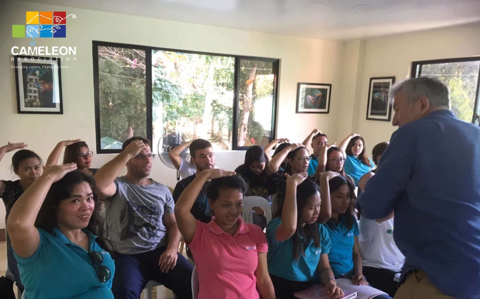 Michel Labrosse, a volunteer therapist on the field in the Philippines