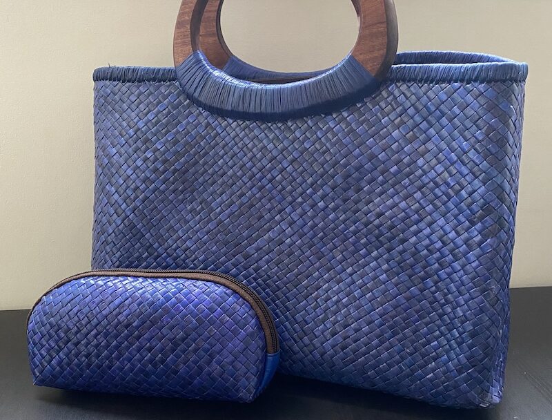 Lot sac osier bleu avec son étui_CAMELEON ASSOCIATION